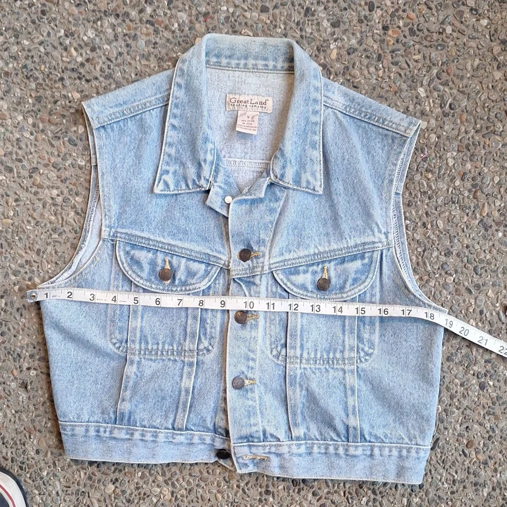 Vintage 90s Great Land trading company cropped denim vest size small - Picture 10 of 11